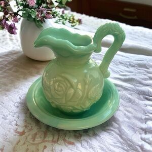 Vintage Avon Jadeite Bath Oil Pitcher